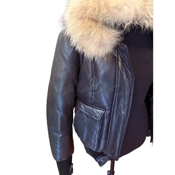 Mackage XS Designer Down Fill Annie Glam Leather Puffer Jacket w/ Fur Hood $1050 - Picture 5 of 16